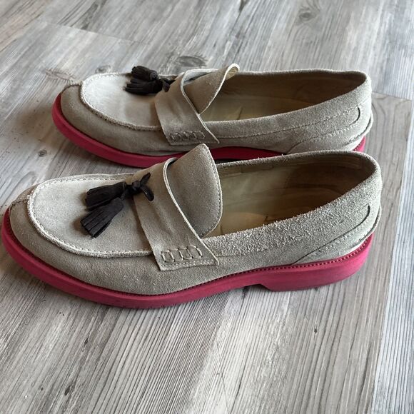 Thomas Dean Made In Italy Vero cuoio Suede Leather Tassel  Gray Loafer, Size 9 main image 4